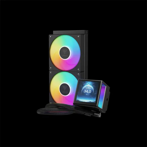 Tản Nhiệt Nước GAMDIAS CHIONE P5-240 ARGB Black – AIO 240mm | Màn Hình LCD IPS 3,4 Inch